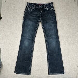 Rock & Roll Cowgirl Womens Bootcut Jeans Dark Wash Western Stretch Denim